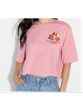 MODERNLUX Pink Strawberry Cake Short Sleeve Tee Women's
